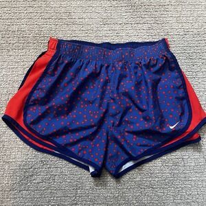 Nike Woman's Large Blue Red Dry Fit Athletic Shorts Stars Lined